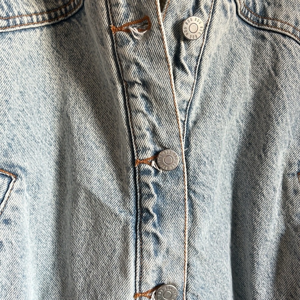 BDG Urban Outfitters Blake Denim Hooded Bomber Jacket Soft Sherpa Lining- Large - Picture 5 of 14